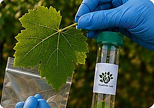 Toma de muestra foliar para análisis nutricional en laboratorio